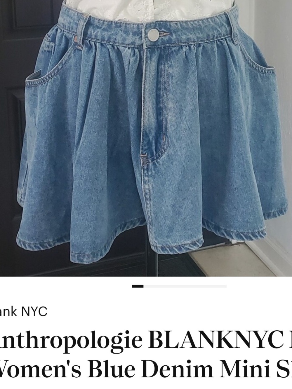 Anthropologie Blank NYC denim flare pleat mini skirt in light wash size 28 - Picture 7 of 7